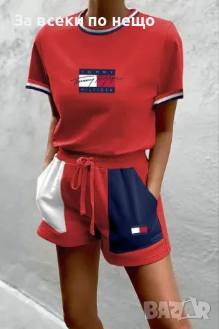 Tommy Hilfiger Дамски Летен Комплект👚🩳Дамски Къс Екип Томи Хилфигер - 3 Налични Цвята Код LFS441, снимка 2 - Спортни екипи - 49882106
