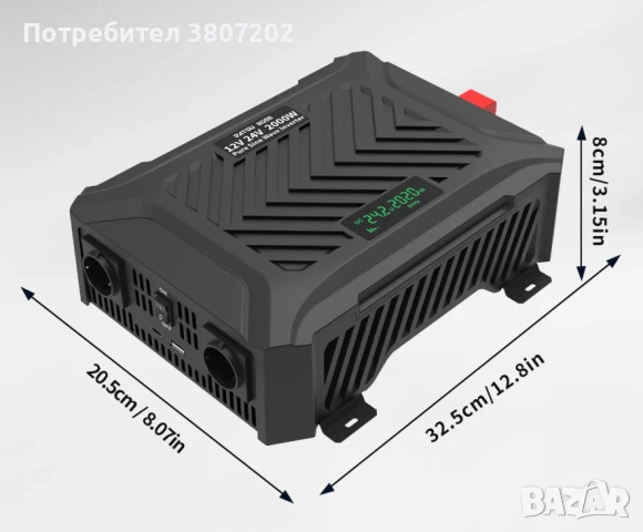 Универсален инвертор чиста синусоида с LCD екран/2 в 1/ DC 12/24v/AUTO/ към AC220v 50Hz-4000W, снимка 4 - Други - 50867174