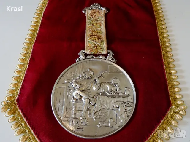 Пано,плакет от калай Лютнист,WMF 