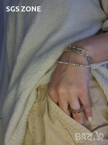 Сребърна Гривна със Златно Покритие от Италия, снимка 8 - Гривни - 46975596