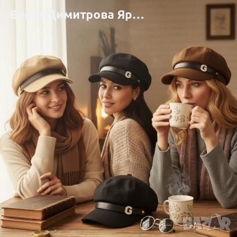 Елегантна дамска шапка тип фуражка, снимка 2 - Шапки - 52664840