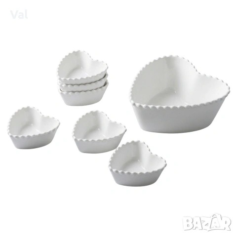 Луксозен комплект порцеланови купи със заоблен релеф - 7 части, снимка 5 - Чинии - 53929847