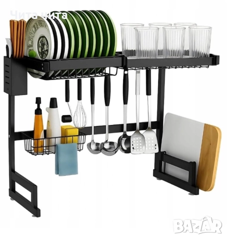 Двуетажен сушильник за съдове с поставка за дъска за рязане, снимка 6 - Други - 52840470