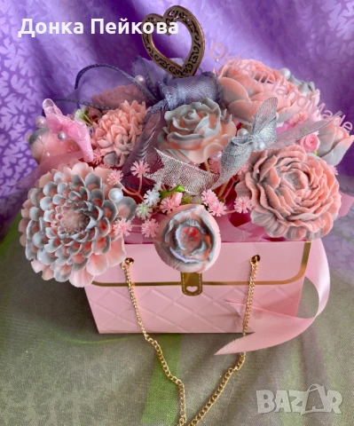 Букет от сапунени цветя, снимка 4 - Козметика за тяло - 53880911