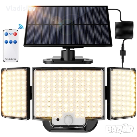 Соларни лампи за открито, голяма соларна лампа с 212 светодиода