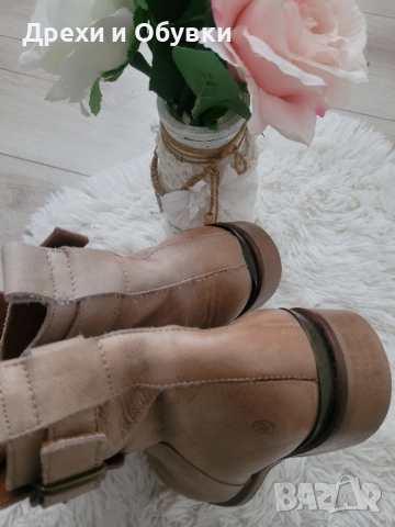 Нови дамски бежови боти ЕСТЕСТВЕНА кожа, снимка 2 - Дамски боти - 52466312