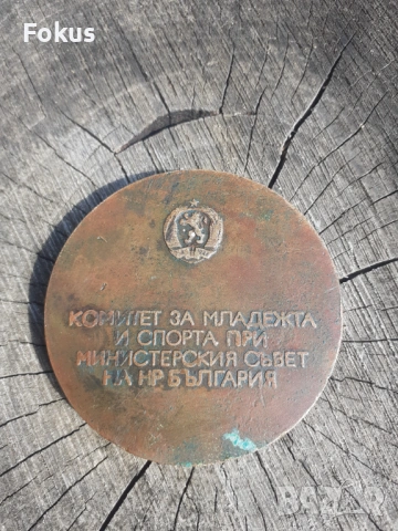 Настолен медал плакет Комитет за младежта и спорта, снимка 2 - Антикварни и старинни предмети - 53294813