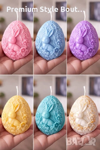Великденски свещи яйце със зайче, снимка 3 - Декорация за дома - 54004844