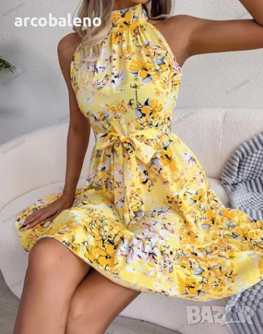 Елегантна дамска рокля с дантела и волани с флорален принт, 3цвята, снимка 8 - Рокли - 40443227