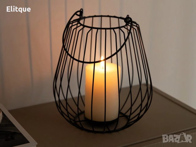 Метален свещник във форма на фенер, снимка 3 - Други стоки за дома - 52716066