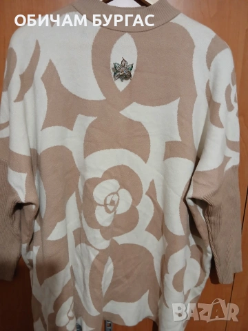 4-5xl КРАСИВА И МОДЕРНА ПЛЕТЕНА БЛУЗА,ЗАПАЗЕНА,МЕКА,С МАЛЪК ДЕФЕКТ И ЗАТОВА Е БРОШКАТА, снимка 7 - Блузи с дълъг ръкав и пуловери - 53953577