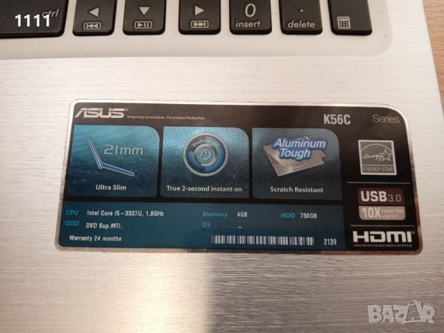 Лаптоп Asus K56CB (за дома или за части), снимка 4 - Лаптопи за дома - 45131585