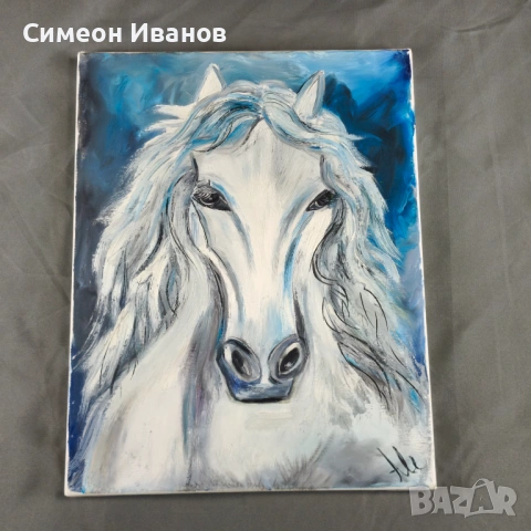 Интересна картина на кон подписана #6363 35 х 46 см