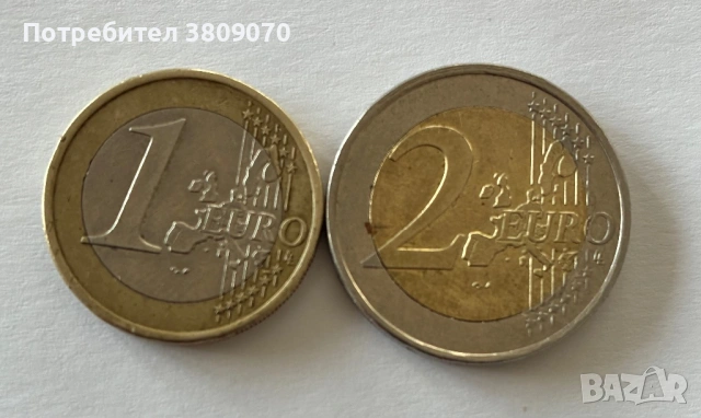 Монета 1 и 2 евро, рядка със звезда и S вътре, снимка 2 - Нумизматика и бонистика - 53702503
