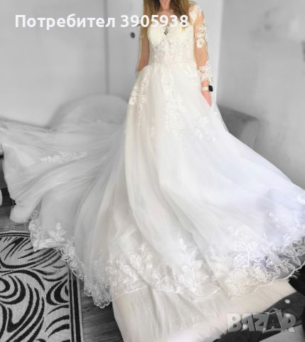Сватбена рокля с тюл и бродерия