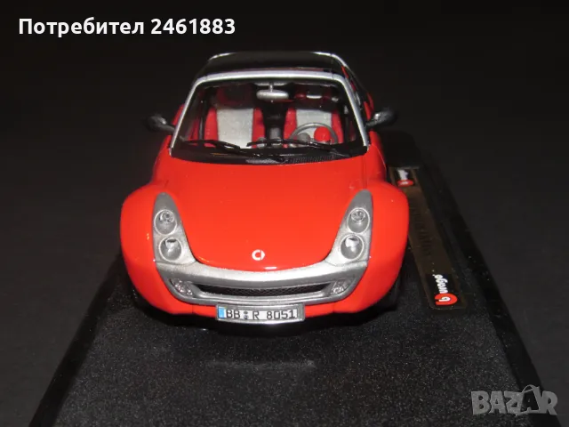 1/24 Bburago made in Italy Smart Roadster метална колекционерска количка. Нова, снимка 8 - Колекции - 49578956