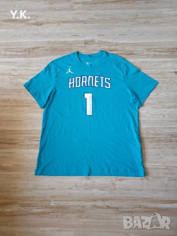 Оригинална мъжка тениска Nike x Charlotte Hornets NBA x Ball, снимка 1 - Тениски - 46755112