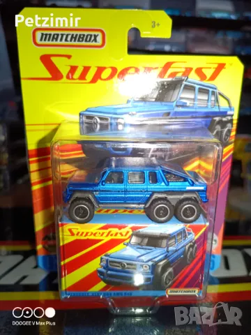 Matchbox Mercedes-Benz G63 AMG 6x6, син цвят, 1/64 размер, снимка 1 - Коли, камиони, мотори, писти - 48991734