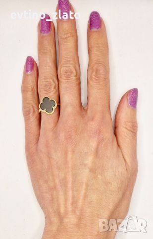 Дамски златни пръстени - Четирилистна детелина, снимка 6 - Пръстени - 45637541