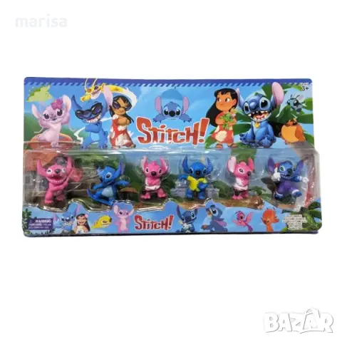 Комплект фигурки Лило и Стич 3, топери за торта Lilo and Stitch, 6 броя 80068