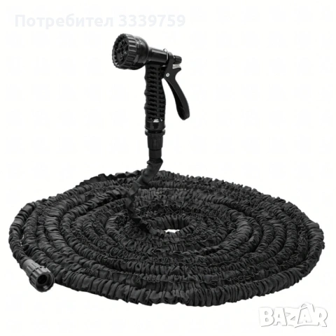 Гъвкав разтеглив градински маркуч 30м – Пълен комплект с пистолет (7 функции) и конектори, снимка 17 - Напояване - 53433780