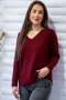 Едноцветен дамски пуловер с V-образно деколте 9431, снимка 5