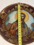 Руска порцеланова декоративна чиния Исус Христос с позлата , снимка 5