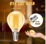 Ретро крушки E14 LED с нажежаема жичка, 2700K топло бяла светлина, 4W (40W), пакет от 6 броя, снимка 2