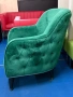 Италиански ликсозен и модерен диван триместен с фотьойл зелено кадифе, снимка 6