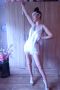 Бяла рокля за спортни танци с ресни и кристали , снимка 1