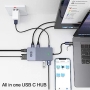 GIQ USB докинг станция USB C HUB USB 3.0 към двоен HDMI VGA адаптер Троен дисплей USB C, снимка 4
