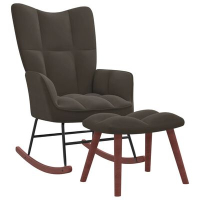 vidaXL Люлеещ стол с табуретка, тъмносив, кадифе(SKU:328151, снимка 1 - Столове - 45021275