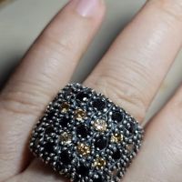 Сребърен пръстен с Цитрини и Черни Оникси, снимка 8 - Пръстени - 45446513