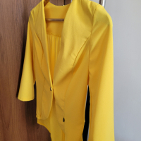 Дамско официално пролетно сако от шифон - жълт цвят, снимка 4 - Сака - 44953773