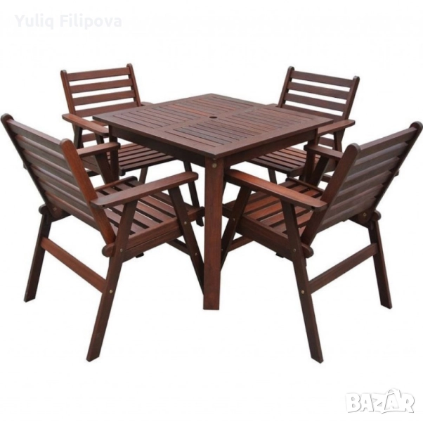 Градински комплект Tirora Muhler Meranti - 5 части, дърво, снимка 1