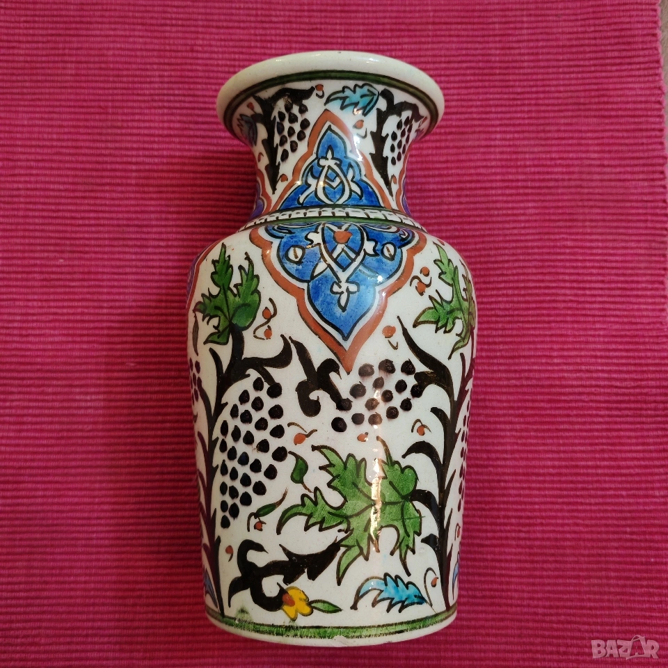 Антична османска,турска ваза "Кютахя" края на 19-ти век. , снимка 1