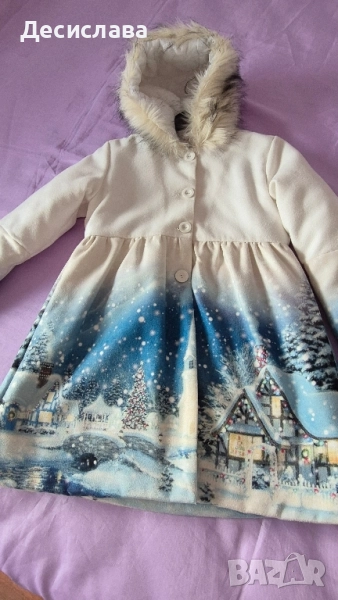 Детcко зимно пaлто c кaчулкa cъc зимнa кaртинкa зa момиче , снимка 1