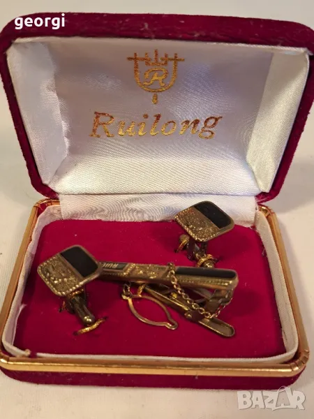 комплект ръкавели и щипка за вратовръзка Ruilong  7/4, снимка 1