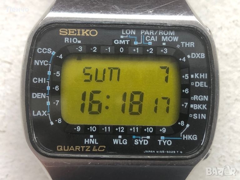 ретро LCD "SEIKO" WORLD TIME M158 - 5009 - JAPAN - 1970г., снимка 1