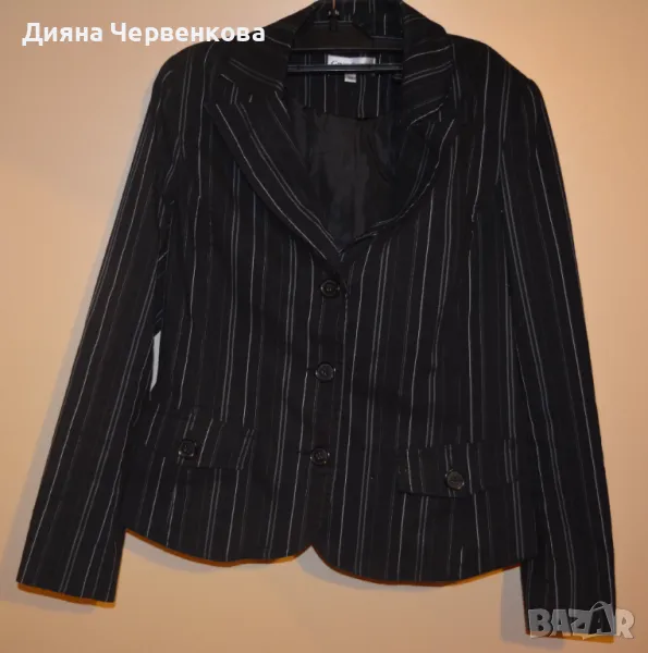 Дамско сако Gina Laura  - черно с бяло райе, лятно/есенно; L÷XL, снимка 1