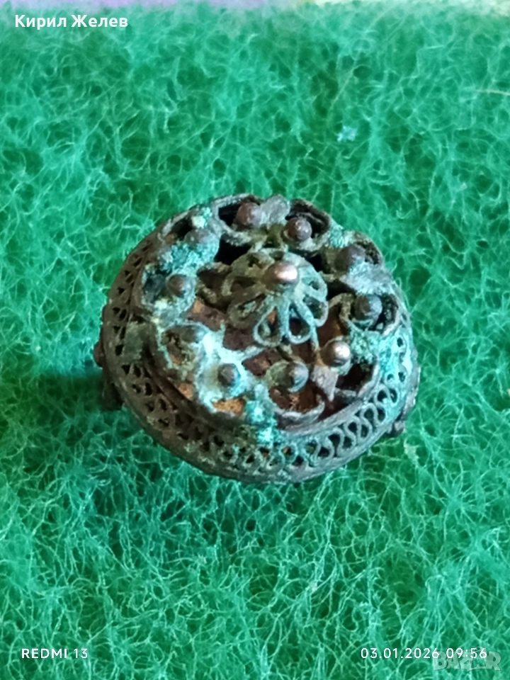 Възрожденски сребърен пръстен филигранна изработка с гранулация ювелирна изработка 24469, снимка 1