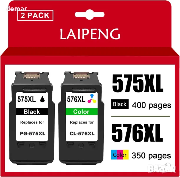 LAIPENG PG-575XL CL-576XL Касети с мастило за Canon PIXMA TS3550i,TS3551i,TR4750 (1 черна, 1 цветна), снимка 1