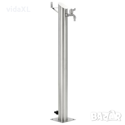 vidaXL Градинска чешма, неръждаема стомана, кръгла колона, 95 см(SKU:45456, снимка 1