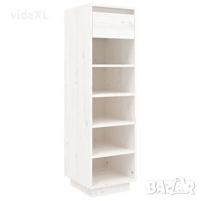 vidaXL Пейка за обувки, бяла, 30x34x105 см, бор масив(SKU:813556, снимка 1