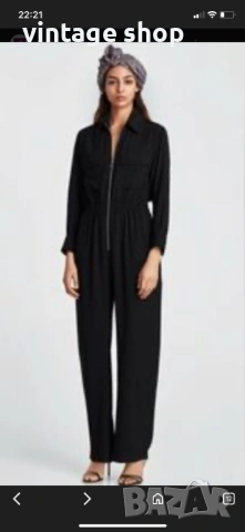 Черен гащеризон Zara с ефектен цип, размермS/M, снимка 11 - Гащеризони - 53687440