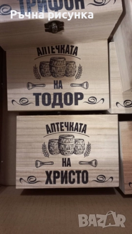 Кутия с шотове - пример "Аптечката на ...Трифон ,Димитър,Иван ,Христо,Стефан ,Йордан,Никулден и друг, снимка 13 - Декорация за дома - 48764888