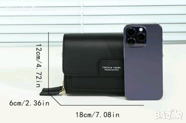 Кокетна черна чантичка с три прегради , снимка 5 - Чанти - 45556485