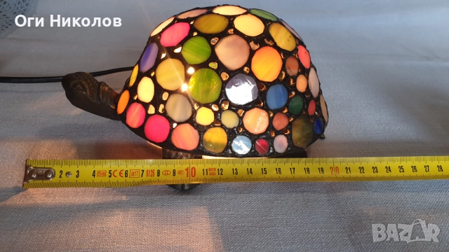 Многоцветна настолна лампа костенурка тип  "Тифани" , снимка 5 - Антикварни и старинни предмети - 51708753