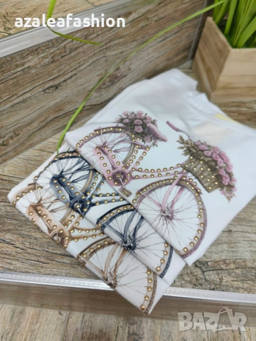 Вталена дамска тениска с колело, снимка 7 - Тениски - 54119940