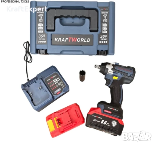 АКУМУЛАТОРЕН ГАЙКОВЕРТ KRAFTWORLD POWERSHARE 36V, снимка 7 - Винтоверти - 50474261